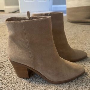Beige Suede Ankle Booties